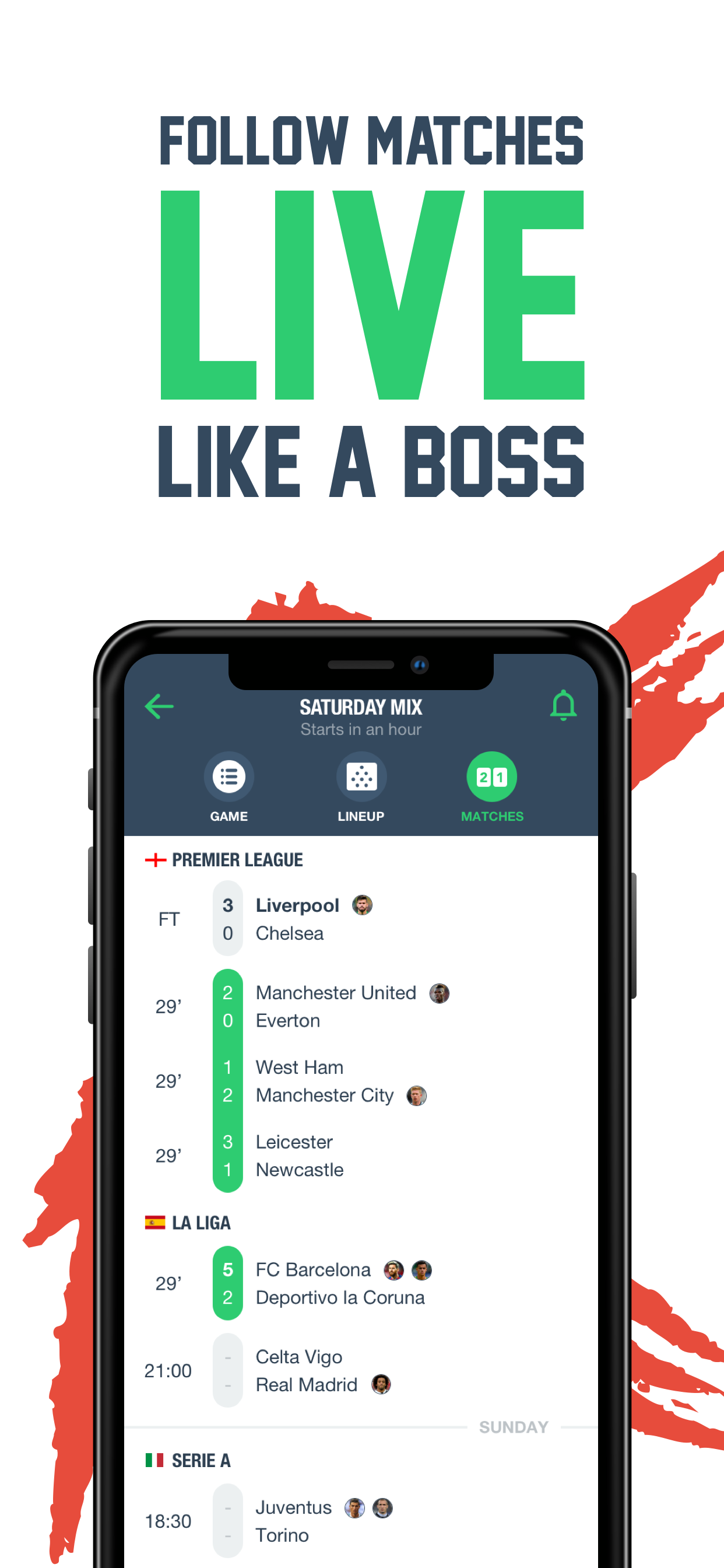 Matches feature: View all upcoming and past matches