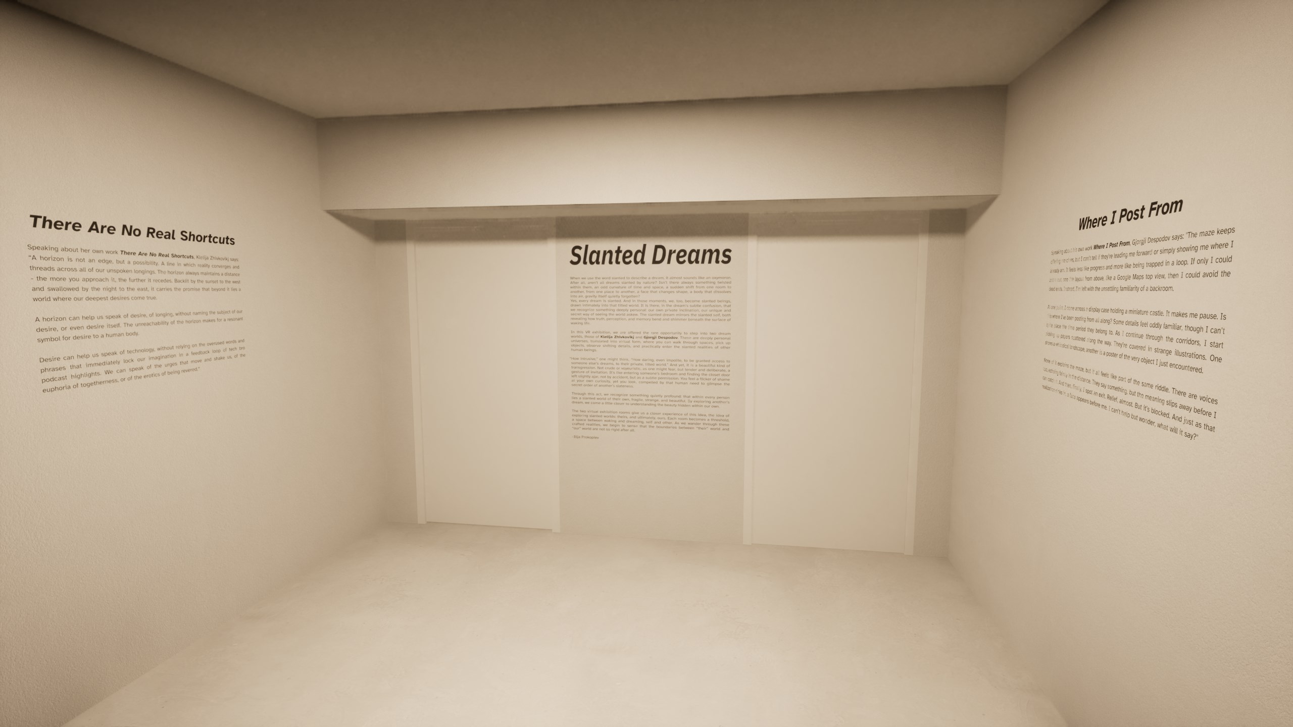 Foyer — intro wall for both dream-world rooms.